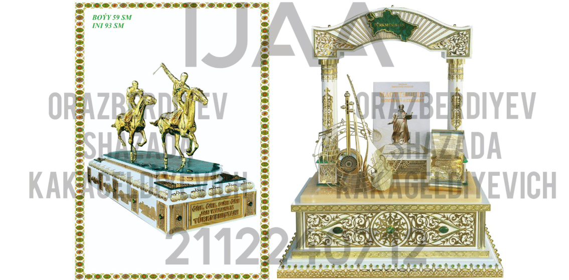 (13) TM Orazberdiyev Shazada - MASTER JEWELER OF THE HIGHEST QUALIFICATION, JEWELRY ARTIST, LECTURER AT THE STATE ACADEMY OF ARTS OF TURKMENISTAN, AUTHOR AND DESIGNER OF UNIQUE NATIONAL JEWELRY WORKS /  2112240712 / Reg. No. 1037