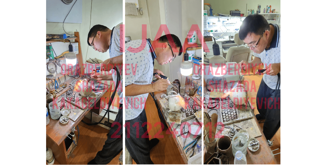 (13) TM Orazberdiyev Shazada - MASTER JEWELER OF THE HIGHEST QUALIFICATION, JEWELRY ARTIST, LECTURER AT THE STATE ACADEMY OF ARTS OF TURKMENISTAN, AUTHOR AND DESIGNER OF UNIQUE NATIONAL JEWELRY WORKS /  2112240712 / Reg. No. 1037